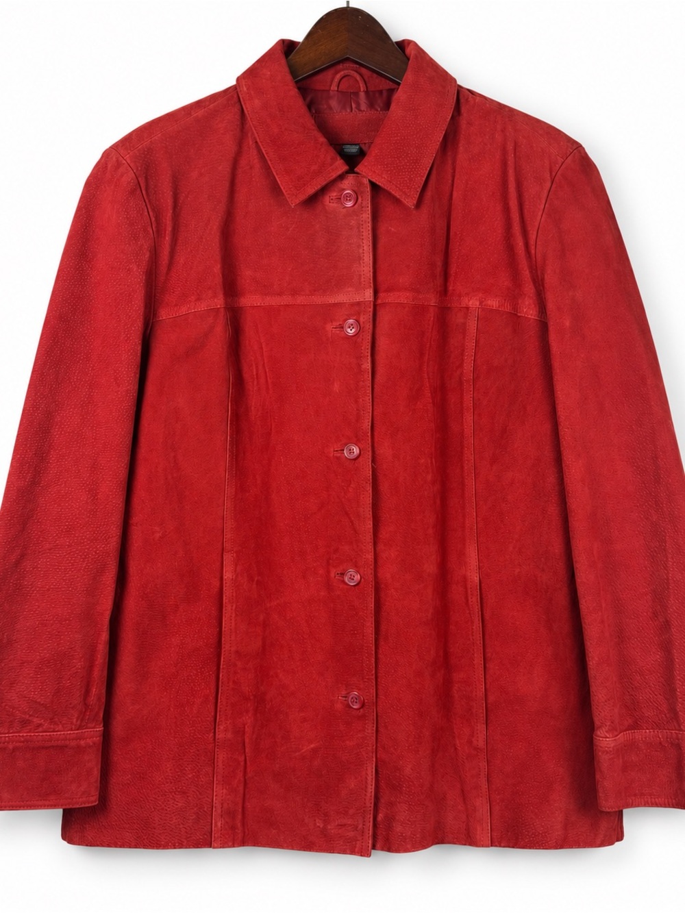 Vintage Jaclyn Smith Red Genuine Suede Leather Longline Jacket Y2K XL